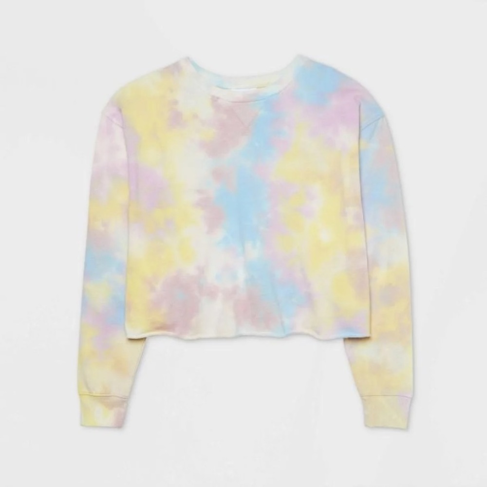 Colsie Pastel Tie Die Crop Sweater - Medium